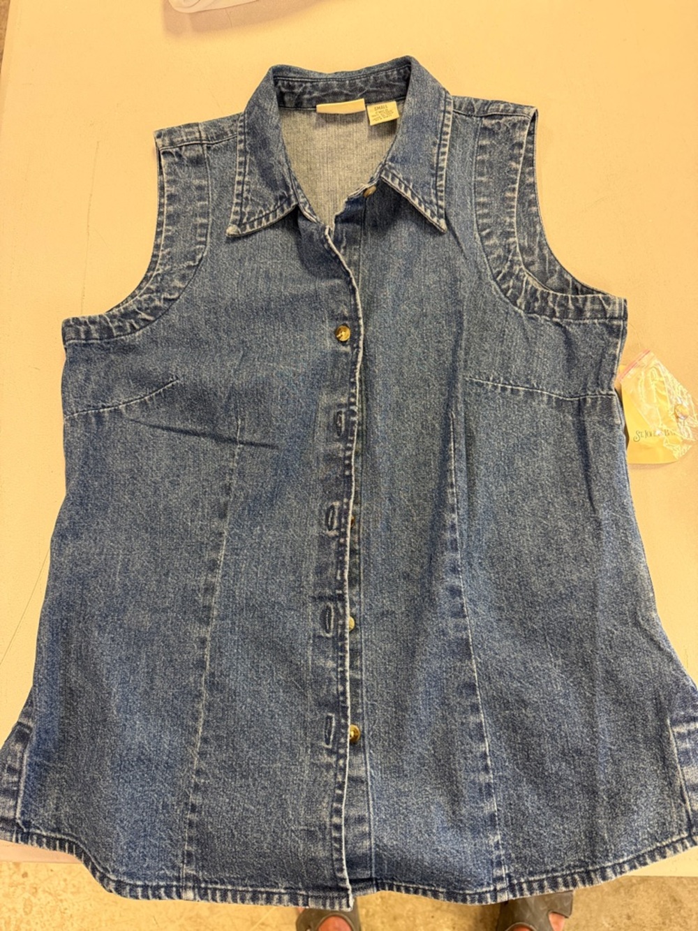 St. John's Bay Blue Denim Button Accent vest
